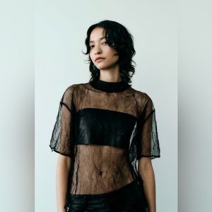 ZARA CLASSY WRINKLED TULLE TOP